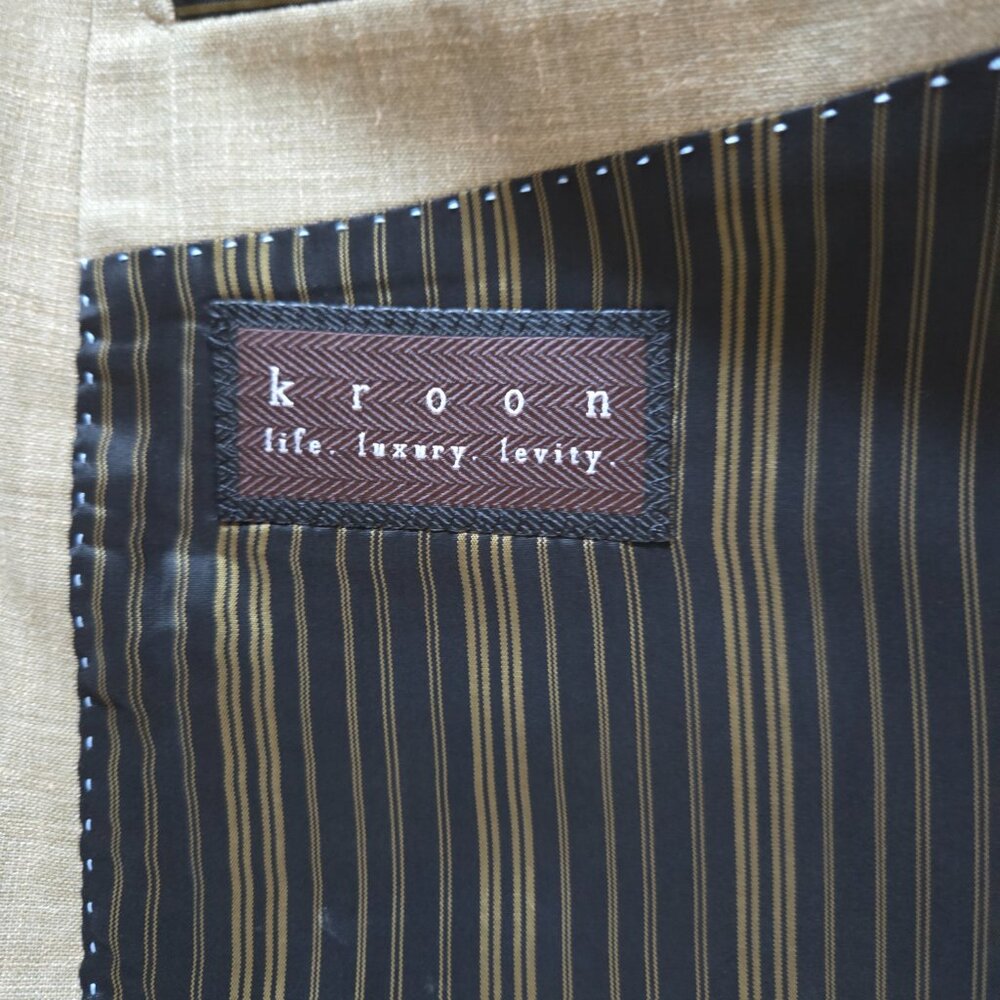 Kroon K3 Sport Coat Blazer Men’s Sz 46R Wool Linen Blend Beige Pockets Lined - Picture 4 of 9